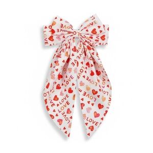 NEW Oversized Love Print Hair Bow - Red and White